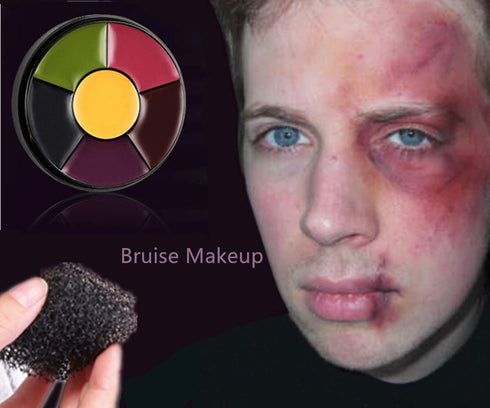 Mysense 6 Color Bruise Wheel Special Effects SFX Zombie Makeup Kit Halloween Professional Non Toxic Face Body Paint Oil Sfx Makeup Set with Sponge...