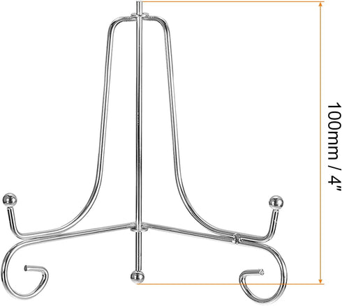 uxcell Plate Stand for Display, 4 Inch 4Pcs Iron Decorative Plate Holder Metal Easel Folding Display Stand for Photo Picture Frame, Silver...