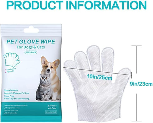 ?12PCS?Cleaning Glove for Dog and Cat, Wipes Gloves for Dog and Cat Fur Face, Ear, Eye, Paws Cleaning Wipes Pet Wash Free Gloves, Grooming Wipes f...