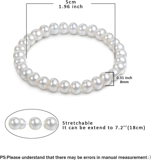 Elastic Pearl Bracelet Wedding Accessories Bridesmaid Bracelet Faux Pearl Bracelet Bridal Party Prom Beaded Bracelet (2PCS)...