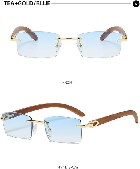 Heptagram Rectangle Fashion Rimless Sunglasses for Women Men Gangster 90s Frameless Shades Retro Vintage Trendy Eyewear...