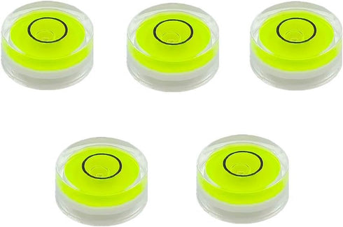 5Pcs Small Circular Bubble Levels with Double Sided Adhesive Bottom Mini Little Stick-on Bubble Spirit Level Measuring Layout Tools Levels (15x6mm...
