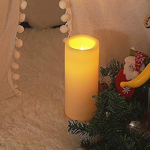 Outdoor Waterproof Flameless Candle with Timer Flickering Large Plastic Battery Operated LED Lantern Light Bright Electric Pillar for Outside Pati...