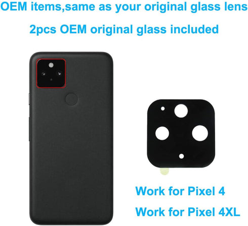 2 Pieces OEM Original Rear Camera Glass Lens Replacement for Google Pixel 4 and for Google Pixel 4XL Adhesive Preinstalled with Repair Tools Kit.....