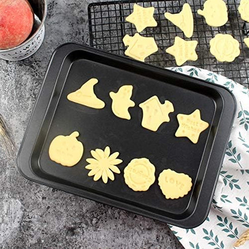 Small Baking Sheet 2 Pack, Shinsin 8 Inch Nonstick Baking Pans for Oven w/Rimmed Border, Professional Reusable Baking Trays for Toaster Oven Repla...