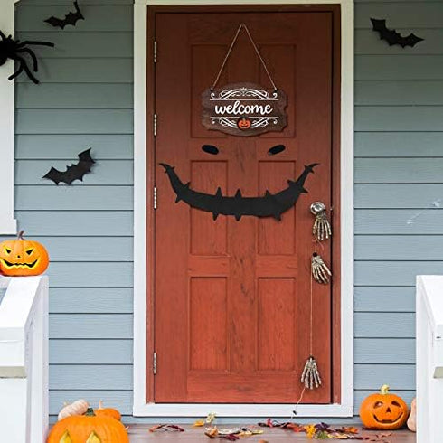 Jetec Interchangeable Seasonal Welcome Sign Front Door Decor, Rustic Wood Wall Hanging Outdoor, Farmhouse, Porch, for Spring Summer Fall Holiday H...