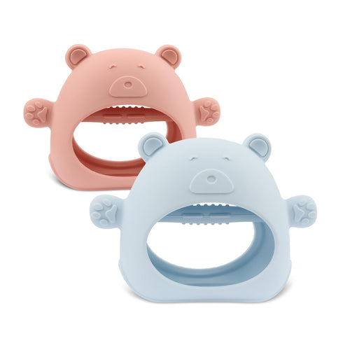 Baby Teether Toy, 2pk Food Grade Silicone Teething Toys for 3-12 Months, BPA Free, Cute Bear Design for Soothing Gums, Easy to Hold...