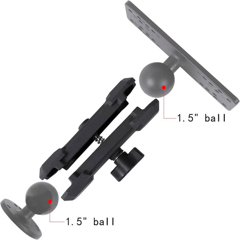 5.9" Aluminum Alloy Double Socket Arm for 1.5" / 38mm Ball Accessories, Compatible with RAM Mount C Size Ball Components...