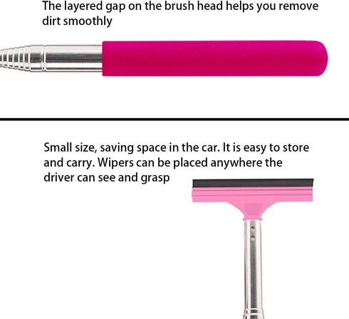 Car Rearview Mirror Wiper, Multifunctional Car Mirror Telescopic Water Scraper Wiper, Retractable Vehicle Glass Cleaner Tool, Portable Auto Interi...