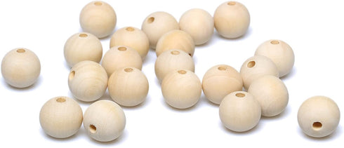 3/4"Wooden Round Beads 100pcs Unfinished Natural Loose Beads Spacer Beading Supplies Jewelry Findings Charms...