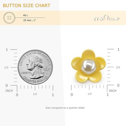 Cute Yellow Flower Shank Sewing Buttons 20 Pcs - 25mm, 1"...