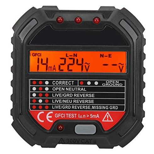 HT107B 90-250V Socket Tester 3-Pin Outlet Tester Receptacle Tester Frequency Phase Voltage Leakage Voltage Test Electric Circuit Detector...
