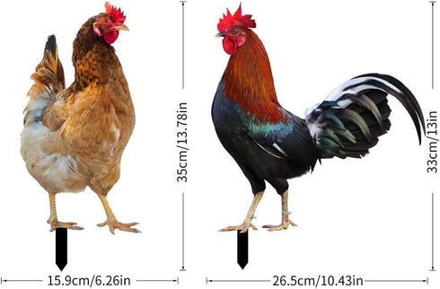 Yardwe 2pcs Chicken Rooster Yard Art Garden Stake Realistic Lifelike Hen Garden Poultry Statue Rooster Animals Sculpture for Yard Garden Lawn Outd...