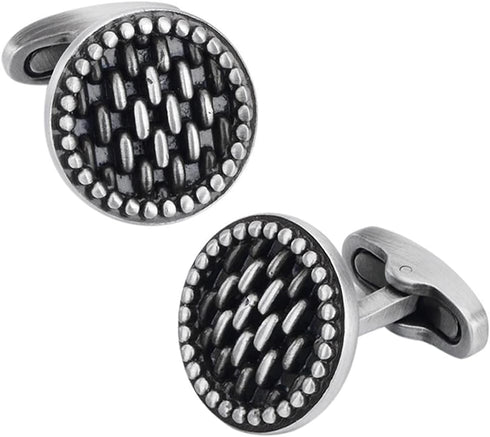 Fomissky Vintage Cufflinks for Men Silver, Retro Round Men's Cuff Links Wedding Gifts Shirt Accessories...