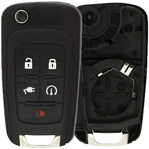 KeylessOption Keyless Entry Car Remote Start Flip Key Fob Shell Case Button Pad Outer Cover for 2011-2015 Chevy Volt OHT05918179...