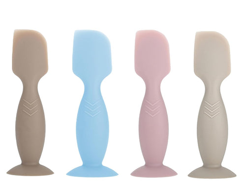 4 Pack Mini Baby Diaper Cream Spatula Applicator, Soft Silicone Baby Butt Paste Spatula Diaper Cream Brush with Suction Cup Base (Brown, Blue, Pin...