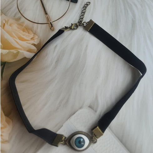Eyeballs Choker Necklace for Halloween, Black Leather Rope Punk Eyeball Pendants Chain Necklace Enamel Evil Eye Necklace for Women Men Fashion Jew...