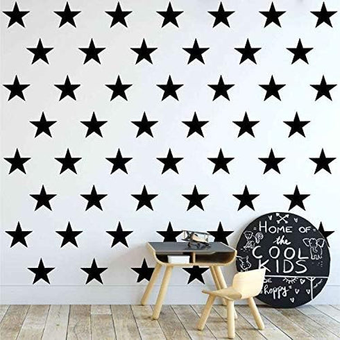 48pcs/Set of Stars Vinyl Wall Decor Stickers DIY White Star Wall Decals Art for Kids,Nursery Room Decor Mural Wallpaper D399 (Black)...