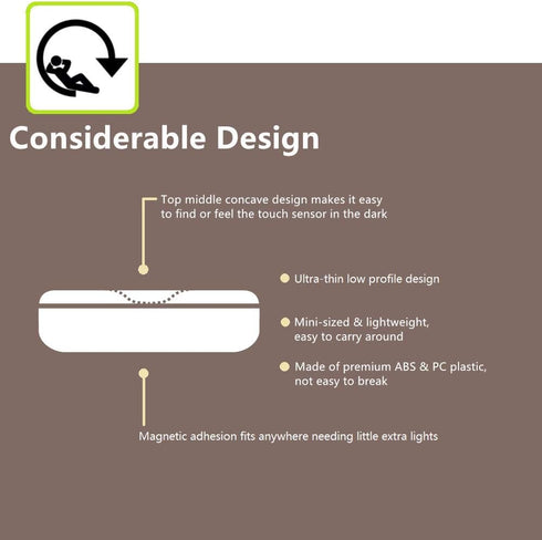 Mini Touch Light, Rechargeable Battery Operated Closet Lights Wardrobe Lights, Magnetic Stick-on Anywhere LED Night Light, Wireless Under Cabinet ...