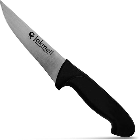 5-inch Butcher's Knife with Black Handle, Meat Knife for Chicken and Red Meat, Stainless Steel Kitchen Utility Knife with a Durable Handle...