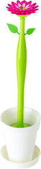 Vigar Flower Power Toilet Brush with Holder Set Toilet Brush with Daisy-shaped Handle, Flowerpot Base with Saucer Durable Bristles for Bathroom, W...