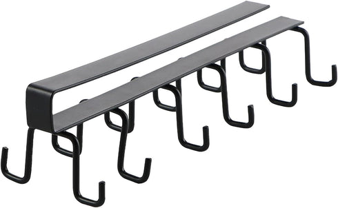 Cups Storage Hooks, Kitchen Utensil Hanging with 6 Hooks, Cup Holder Hanger Hook Rack Holder Under Cabinet Closet without Drilling(Black)...