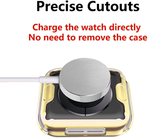 HANKN 4 Pack Case Compatible with Apple Watch Series 9 8 7 - 45mm Screen Protector Case, Soft TPU Full Coverage Plated Shockproof Smartwatch iWatc...