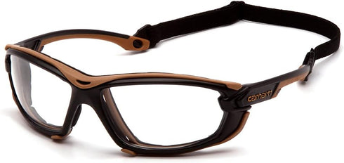 Carhartt Toccoa Safety Glasses, Black/Tan Frame, Clear H2MAX Anti-Fog Lens...
