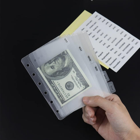 2 Sets A7 Cash Envelopes with 2pc Tab Stickers, Zipperless A7 Envelopes Cash Stuffing, Clear PP Divider Budget Binder Pockets for Personal A7 Budg...