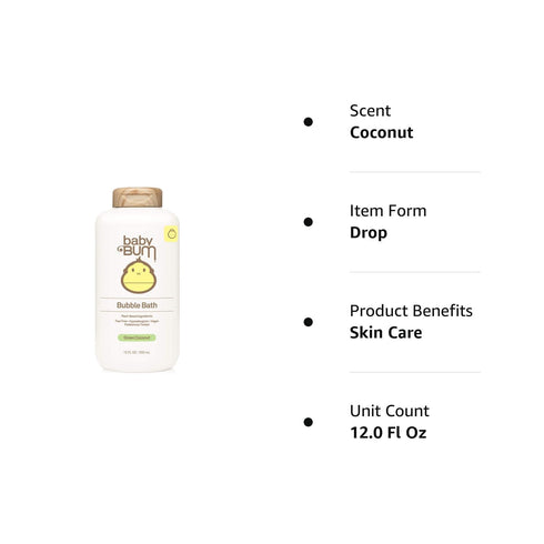 Baby Bum Foaming Bubble Bath | Tear Free for Sensitive Skin with White Ginger| Natural Fragrance | Gluten Free and Vegan | 12 FL OZ...