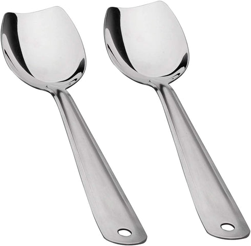 IMEEA Flat Edge Cooking Spoon 18/8 Stainless Steel Serving Spoon 10-Inch Mixing Spoon, Set of 2...