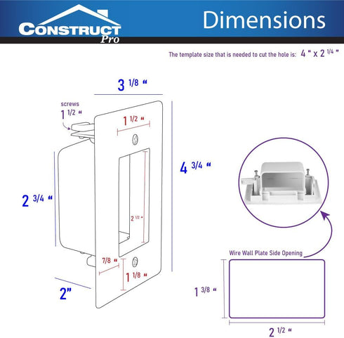 Single-Gang Quick Install Bulk Wire Plate, White...