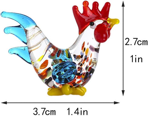 Crystalsuncatcher Handmade Mini Cock Art Glass Blown Animal Figurine(Cock)...