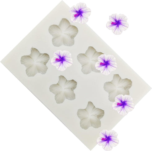 Flower Silicone Mold, Hibiscus Flower Fondant Molds for DIY Chocolate Candy Desserts Pudding Gum Paste Cupcake Cake Topper Decoration Polymer Clay...