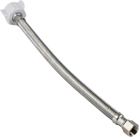 CNCT1274 No Lead Stainless Steel Braided Tank Supply Line with 3/8'' Compression Fitting and 44020 BC Plastic Nut, 12...