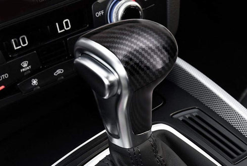 iJDMTOY 2pc Set Glossy Black Carbon Fiber Pattern Shift Knob Cover Shell Compatible with Audi 2013-2016 A4 A5 Q7, 2012-2015 A6 A7, 2013-2017 Q5, e...