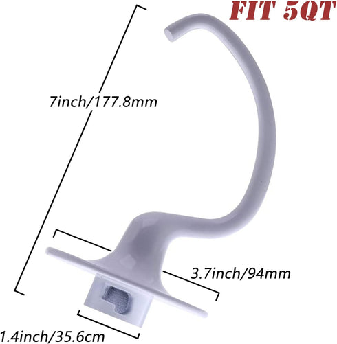 ELSOON K5ADH Dough Hook Coated Anti-stick Replacement for KitchenAid 5-QT Bowl-Lift Stand Mixer K4SS K4SSWH K5 K5A K5SS KDM5 KP50 KPM5 KPM50 KSM5 ...