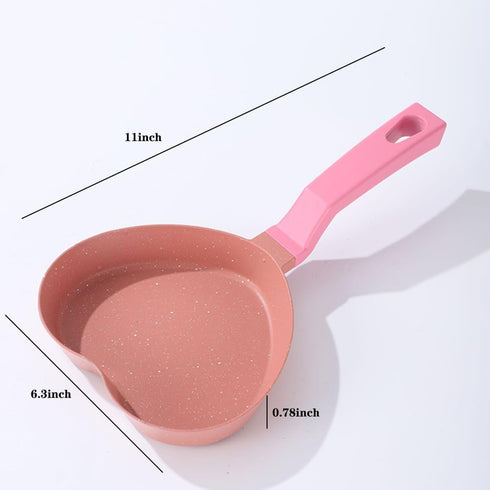 Mini Nonstick Egg Pan, Small Frying Pan with Unique Heart-shaped, One Egg Frying Pan with Granite Coating, Multi-functional Frying Pan for Cooking...