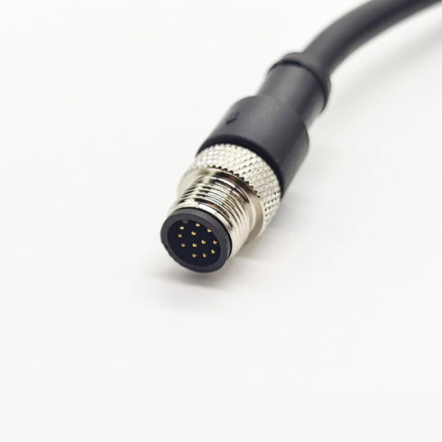 M12 12 Pin Male Connector Cable, A Code Straight Molding Cable Male Aviation Sensor Electrical PVC Cable Industrial Molded Cable AWG26?2Meter?...