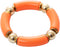 Gold Plated Beaded Acrylic Bamboo Tube Bangle Bracelets Colorful Summer Beach Chunky Curved Tube Stretch Bracelet for Women Stacking Friendship Je...