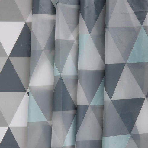 LIVILAN Nordic Triangle PEVA Shower Curtain with 12 Hooks Waterproof 2 in 1 Shower Curtain Liners 71" x 71"...