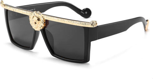 Dollger Square Oversized Sunglasses Flat Top Thick Plastic Super Dark Gangster Luxury Shades 57mm...