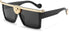 Dollger Square Oversized Sunglasses Flat Top Thick Plastic Super Dark Gangster Luxury Shades 57mm...