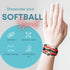 Softball Charm Bracelet (Black/Red) Bracelets, Adjustable Bracelet with Softball Charm. Braided Bracelets for Softball Players, Softball Team, and...