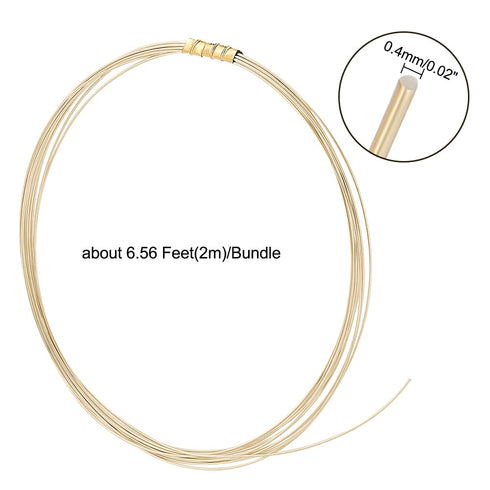 PH PandaHall 2m/6.5 Feet Sterling Silver Wire, 26 Gauge Half Hard Golden Jewelry Making Wire 0.4mm Round Beading Wire for Crafting Sculpting Brace...