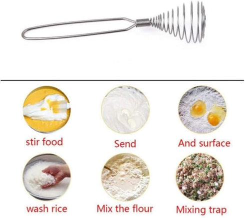 Mini French Spring Whisk, 8.67 Inch Silver Stainless Steel Spring Coil Whisk, Hand Eggbeater Egg Mixer Whisk Blender Stirring Beater...