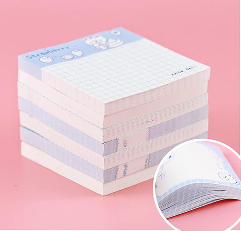 4 Pack Cute Sticky Notes Kawaii Sticky Notes Memo Pads 3.1x3.1 Inches Fresh Bear Series Self-Stick Note Pads for Girls Boys Students School Office...