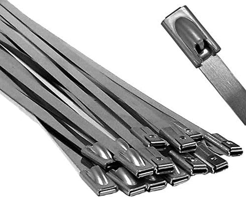 Electriduct 304 Stainless Steel Cable Ties 14 Inch 200 Lbs Heavy Duty Self Locking Ball Lock Zip Ties UV Resistant (10 Pack)...