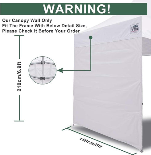 Eurmax USA Instant Canopy SunWall Camping Tent Tarp Shelter 5x5 Canopy Wall Sidewall Canopy Tent Sidewalls for Pop Up Canopy Tent,1 Pack Sidewall ...