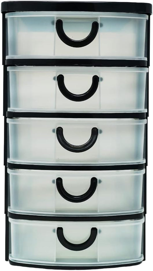 Massca 5 Drawer Storage Drawers and Personal Organizer, Heavy-Duty Plastic Containers for Storing Arts, Crafts, Sewing Accessories, Stationary, an...